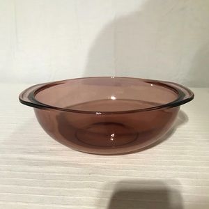 Vintage Pyrex Cranberry 024/2L Mixing Bowl/Casserole Dish w/tab handles no lid